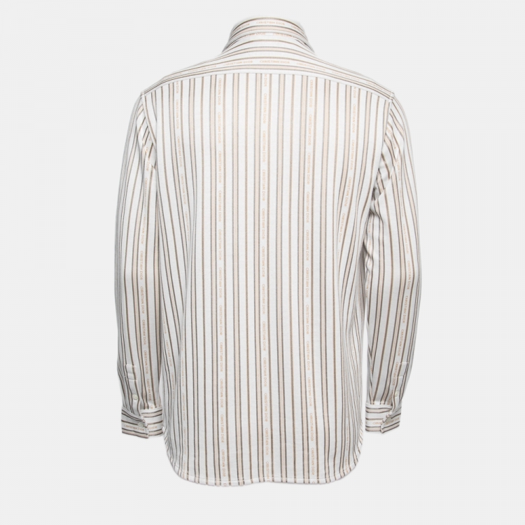 Dior Homme Light Grey Logo Striped Knit Button Front Shirt S Dior 