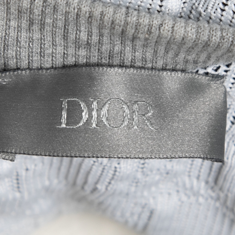 Pre Owned Dior Homme Grey Cotton Logo Embroidered Hooded Sweatshirt L