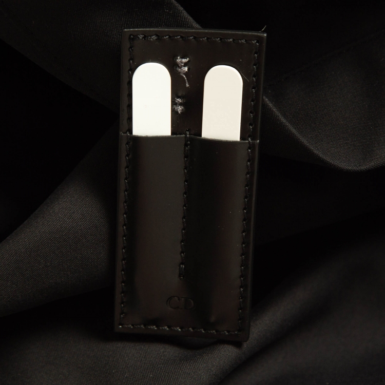 Pre Owned Dior Homme Black Applique Cotton Pocket Detail Shirt L