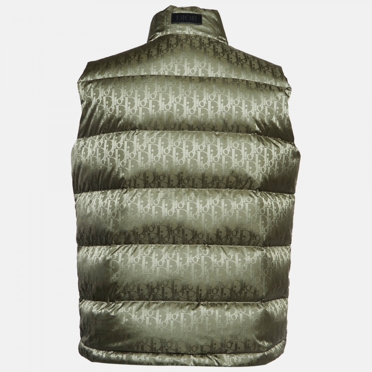 Pre Owned Dior Homme Green Oblique Synthetic Jacquard Vest L