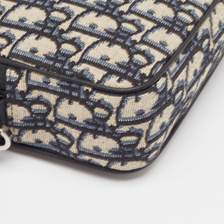 Pre Owned Dior Beige/Black Oblique Canvas and Leather Toiletry Bag