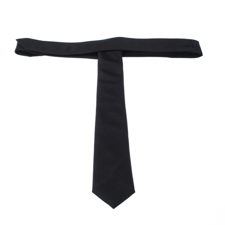 Pre Owned Dior Black Silk Skinny Tie 