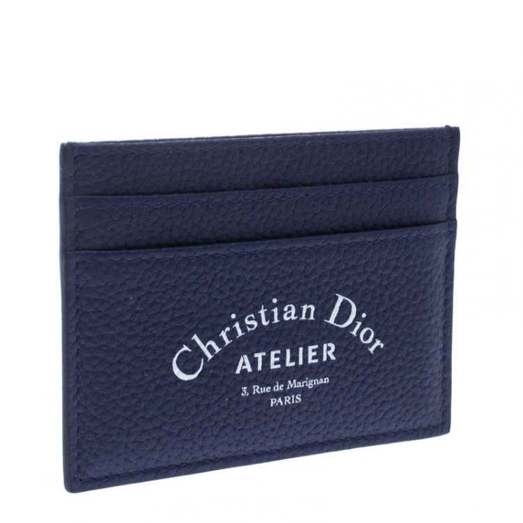 Pre Owned Dior Blue Leather Card Holder