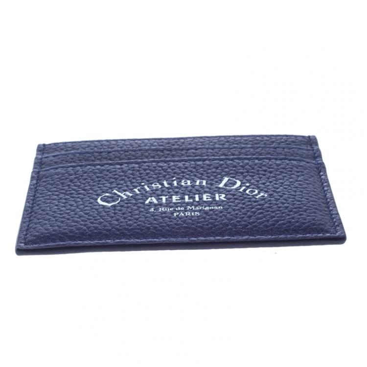 Pre Owned Dior Blue Leather Card Holder