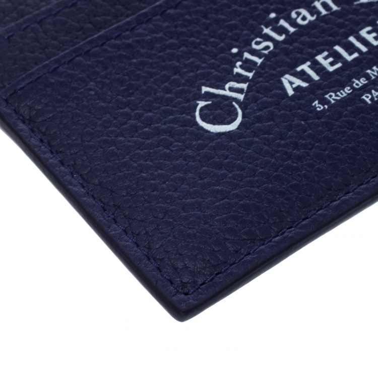 Pre Owned Dior Blue Leather Card Holder