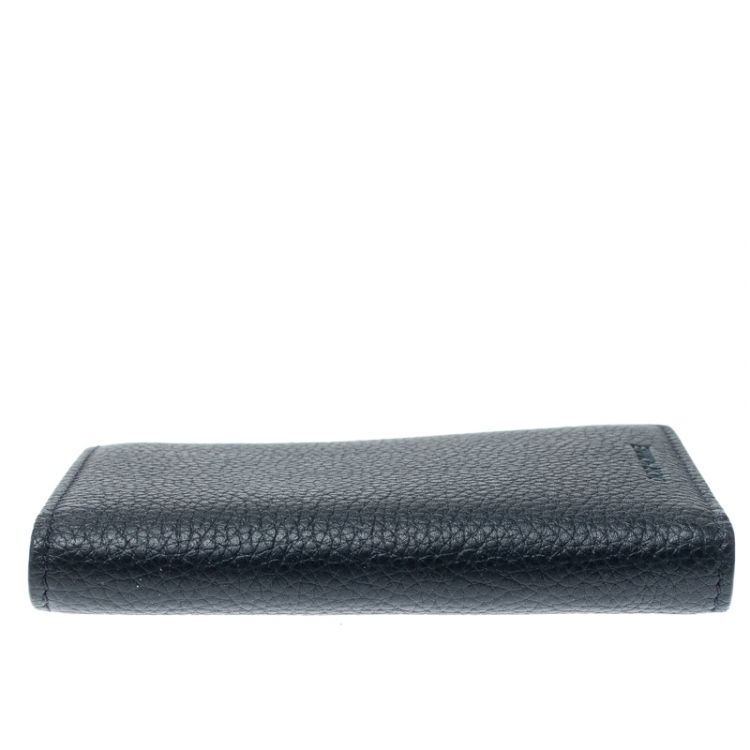 Pre Owned Dior Homme Navy Blue Leather Bi Fold Wallet