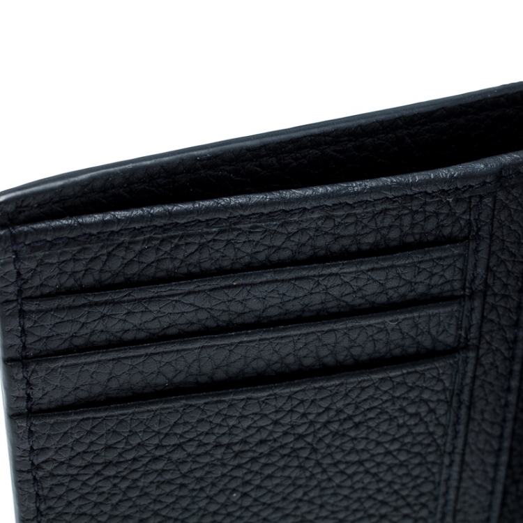Pre Owned Dior Homme Navy Blue Leather Bi Fold Wallet
