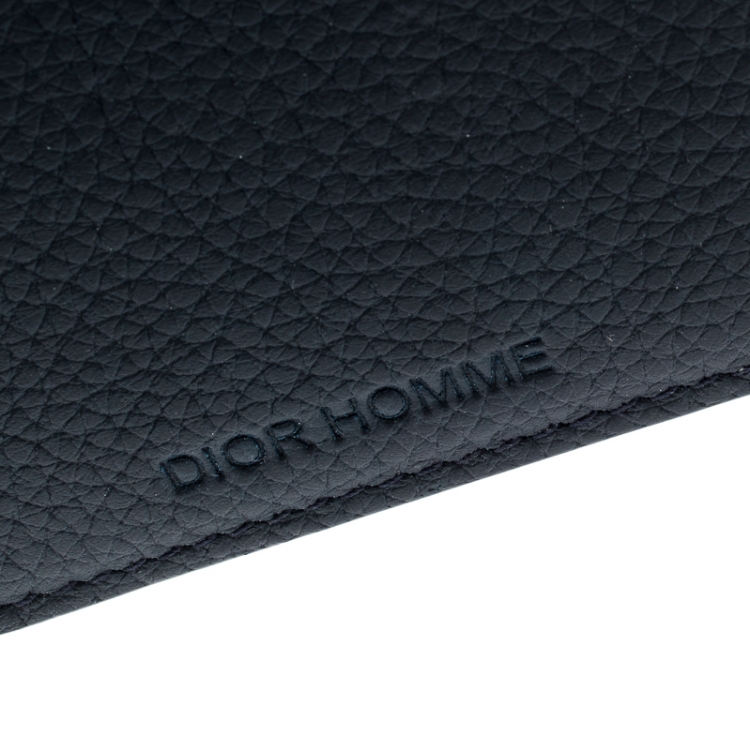 Pre Owned Dior Homme Navy Blue Leather Bi Fold Wallet