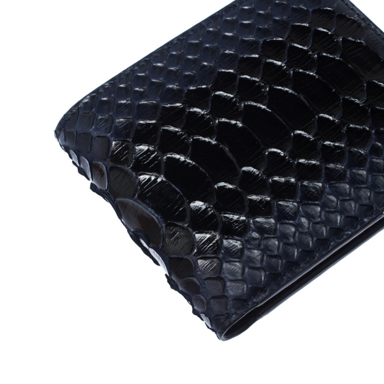 Pre Owned Dior Homme Navy Blue/Black Python Bifold Wallet
