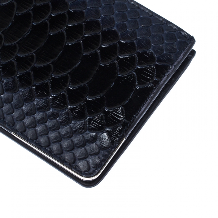 Pre Owned Dior Homme Navy Blue/Black Python Bifold Wallet
