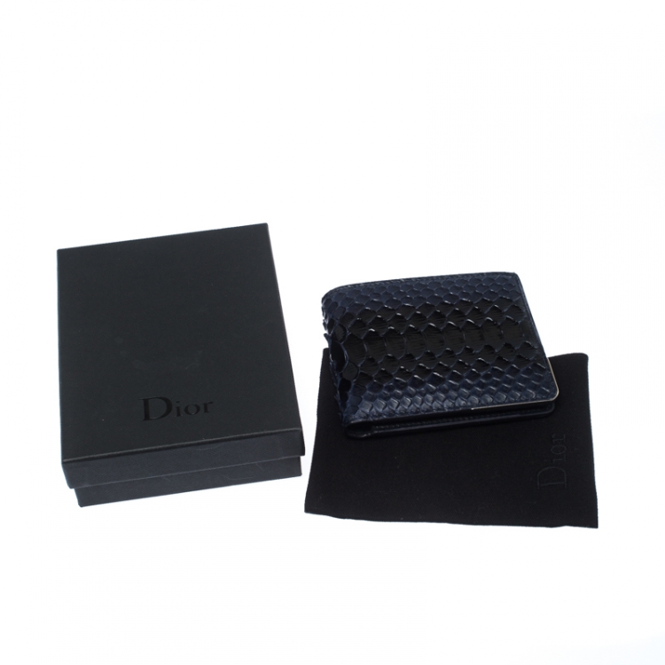 Pre Owned Dior Homme Navy Blue/Black Python Bifold Wallet