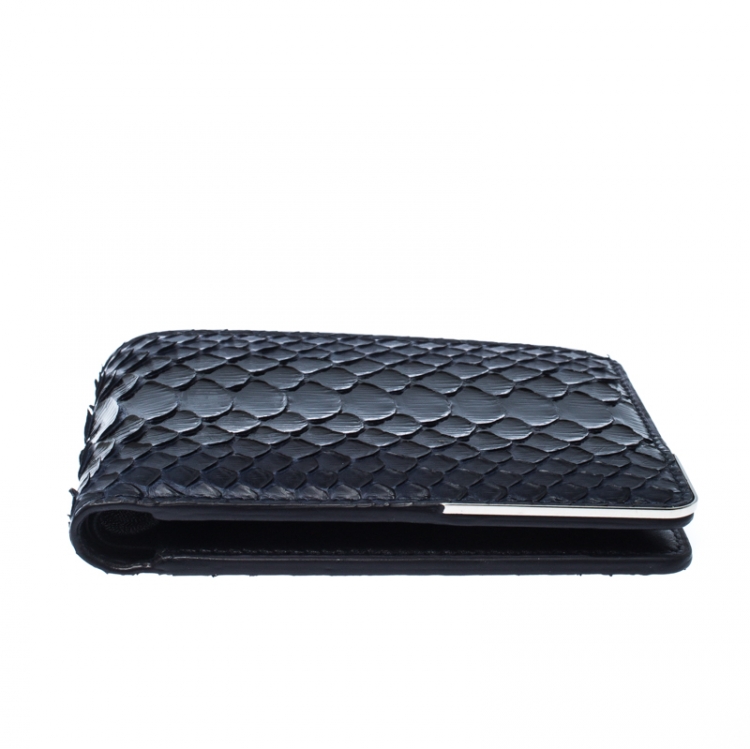 Pre Owned Dior Homme Navy Blue/Black Python Bifold Wallet