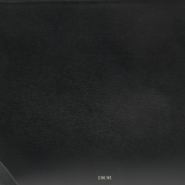 Pre Owned Dior Black Leather Wristlet Zip Pouch