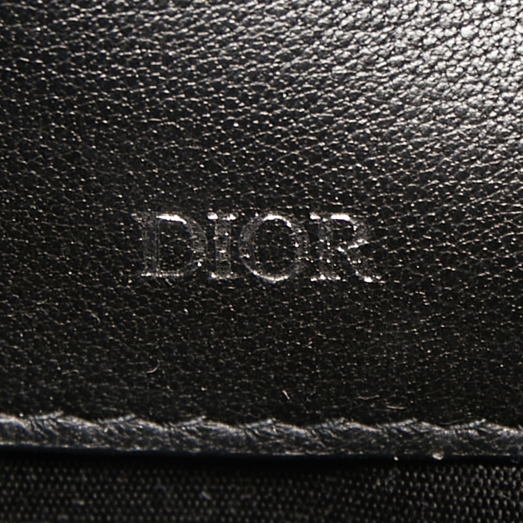 Pre Owned Dior Black Leather Wristlet Zip Pouch