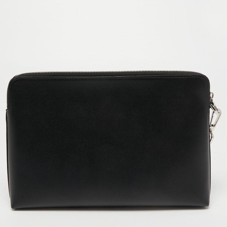 Pre Owned Dior Black Leather Wristlet Zip Pouch