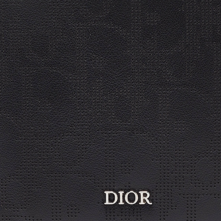 Pre Owned Dior Black Oblique Galaxy Leather Bifold Wallet
