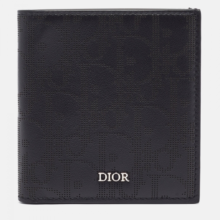 Pre Owned Dior Black Oblique Galaxy Leather Bifold Wallet