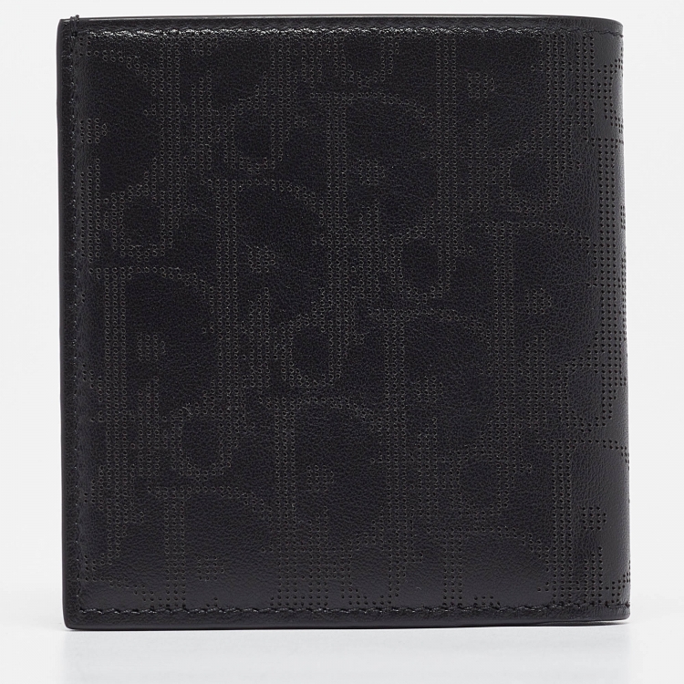 Pre Owned Dior Black Oblique Galaxy Leather Bifold Wallet