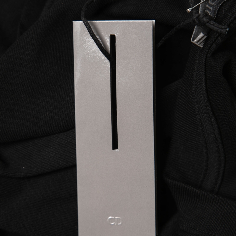 Pre Owned Dior Homme Black Cotton CD Heart Patch Crew Neck T Shirt S