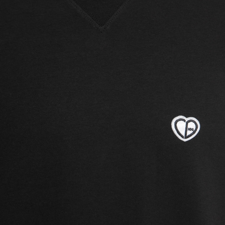 Pre Owned Dior Homme Black Cotton CD Heart Patch Crew Neck T Shirt S