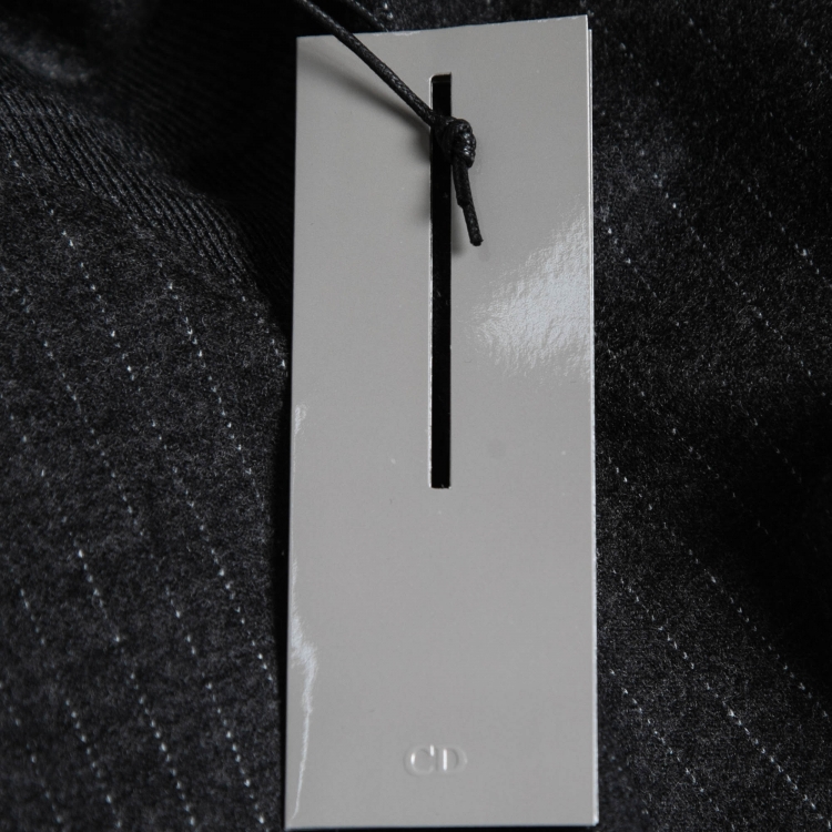 Pre Owned Dior Homme Grey Atelier Embroidered Striped Wool Crew Neck T-Shirt M