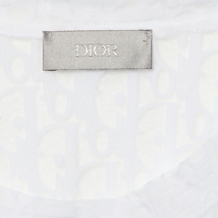 Pre Owned Dior Homme White Oblique Jersey Sheer T-Shirt M