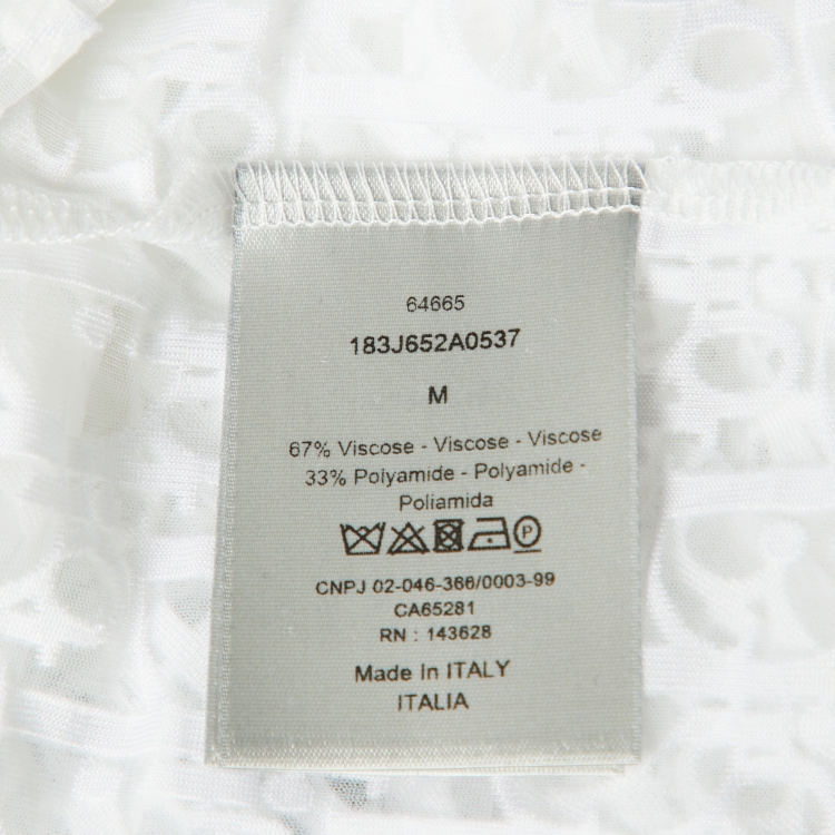 Pre Owned Dior Homme White Oblique Jersey Sheer T-Shirt M