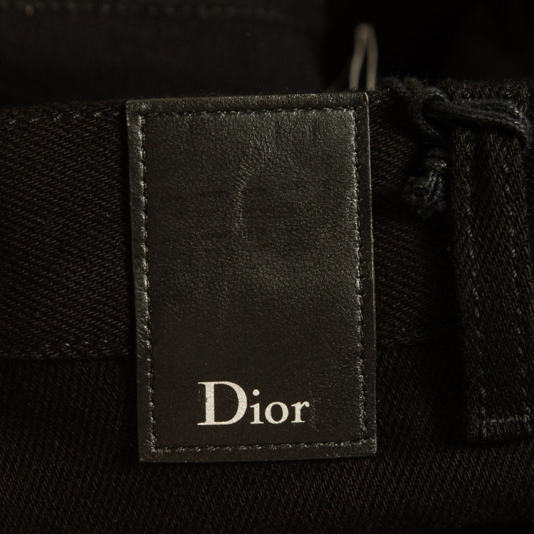 Pre Owned Dior Black Logo Printed Denim Jeans M Waist 32"