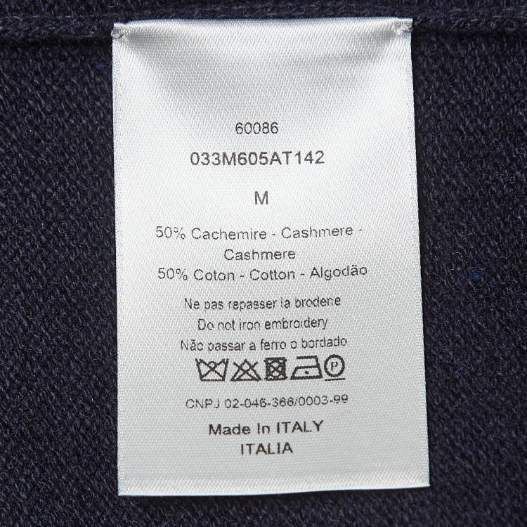 Pre Owned Dior X Jordan Navy Blue Wings Intarsia Cashmere Pullover M