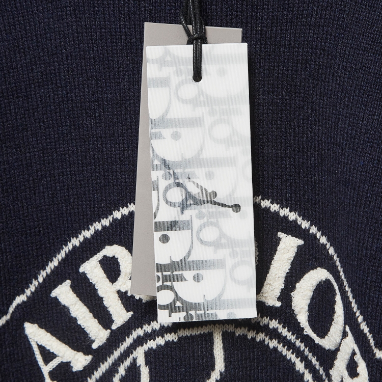 Pre Owned Dior X Jordan Navy Blue Wings Intarsia Cashmere Pullover M