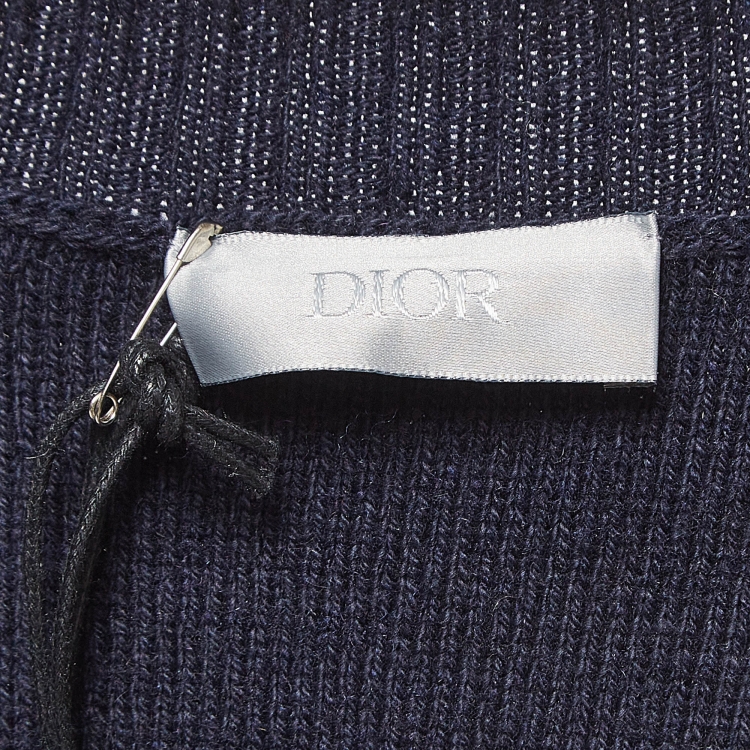 Pre Owned Dior X Jordan Navy Blue Wings Intarsia Cashmere Pullover M