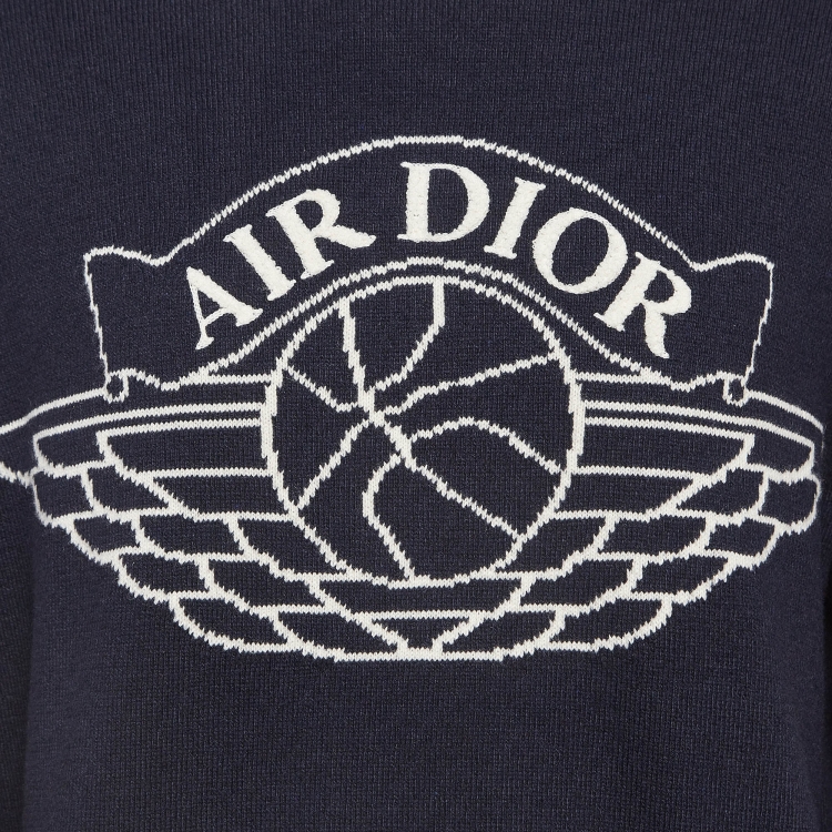 Pre Owned Dior X Jordan Navy Blue Wings Intarsia Cashmere Pullover M