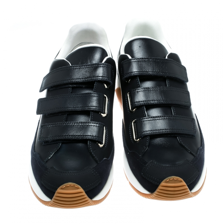 Pre Owned Dior Navy Blue Leather Velcro Platform Sneakers Size 44.5