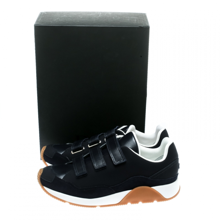 Pre Owned Dior Navy Blue Leather Velcro Platform Sneakers Size 44.5