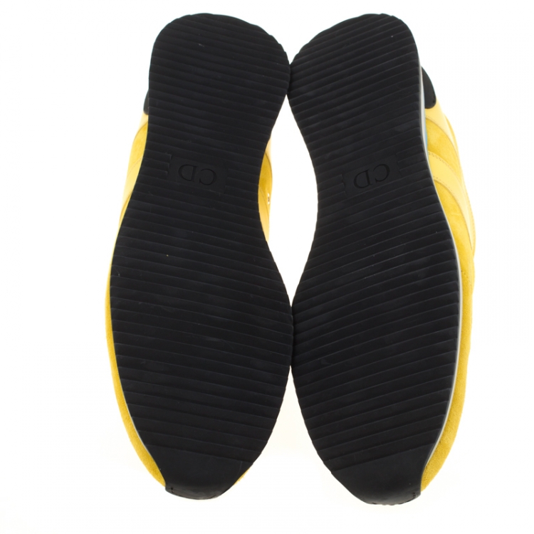 Pre Owned Dior Homme Yellow Suede And Leather Platform Sneakers Size 45