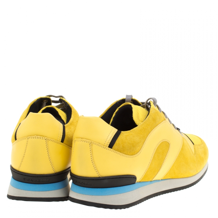 Pre Owned Dior Homme Yellow Suede And Leather Platform Sneakers Size 45