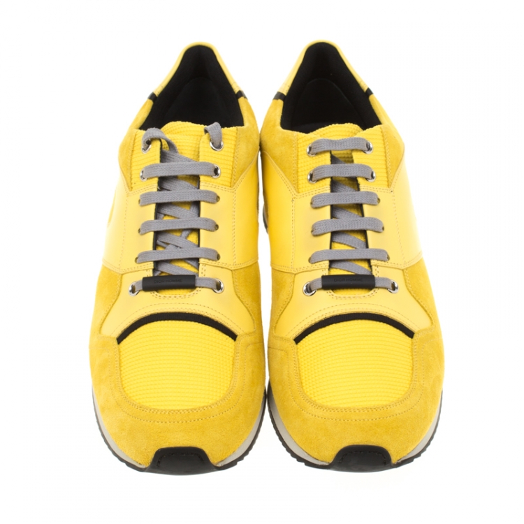 Pre Owned Dior Homme Yellow Suede And Leather Platform Sneakers Size 45