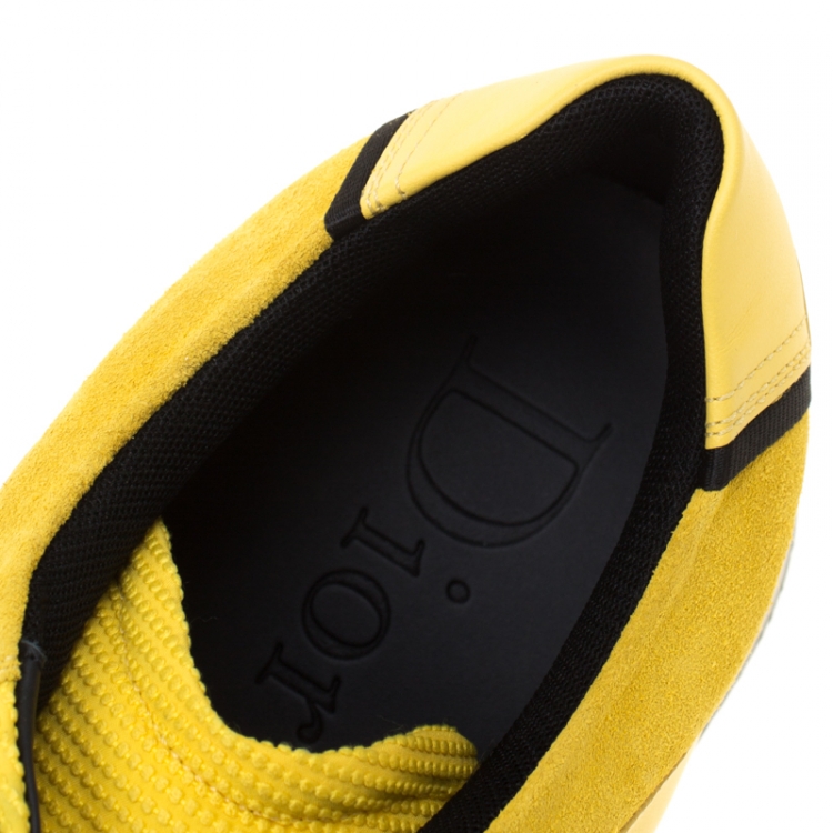 Pre Owned Dior Homme Yellow Suede And Leather Platform Sneakers Size 45
