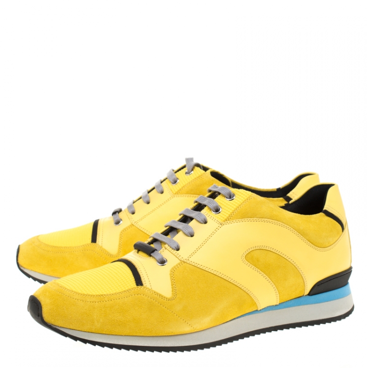 Pre Owned Dior Homme Yellow Suede And Leather Platform Sneakers Size 45