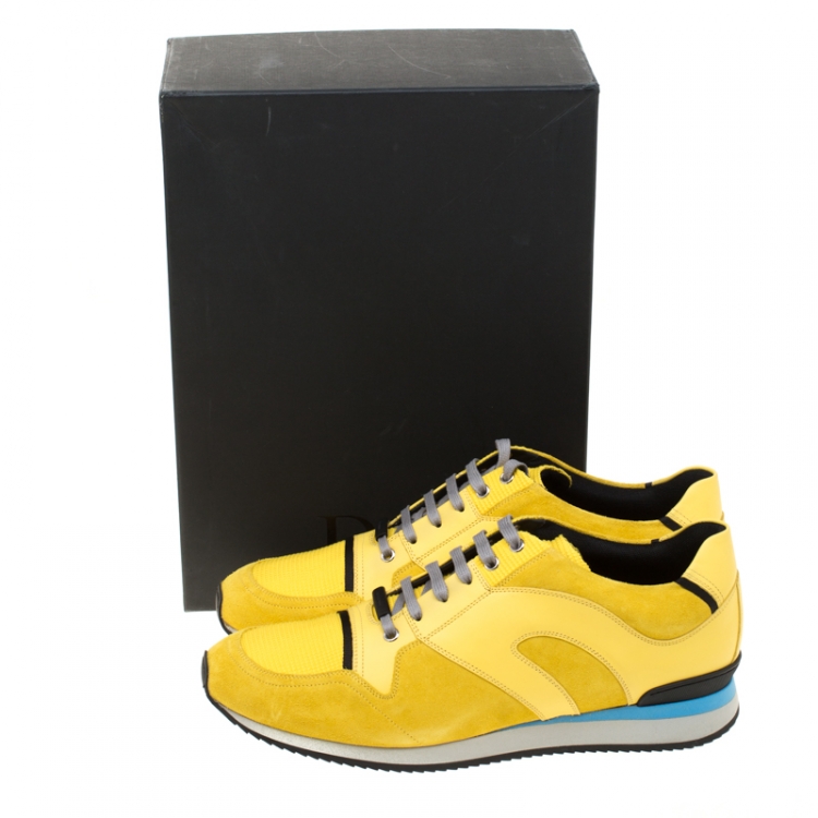 Pre Owned Dior Homme Yellow Suede And Leather Platform Sneakers Size 45