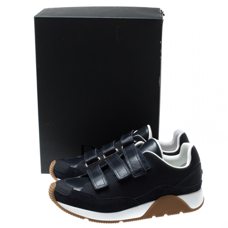 Pre Owned Dior Navy Blue Leather Velcro Platform Sneakers Size 42.5