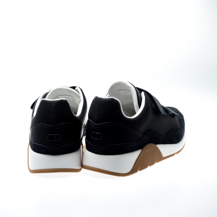 Pre Owned Dior Navy Blue Leather Velcro Platform Sneakers Size 42.5