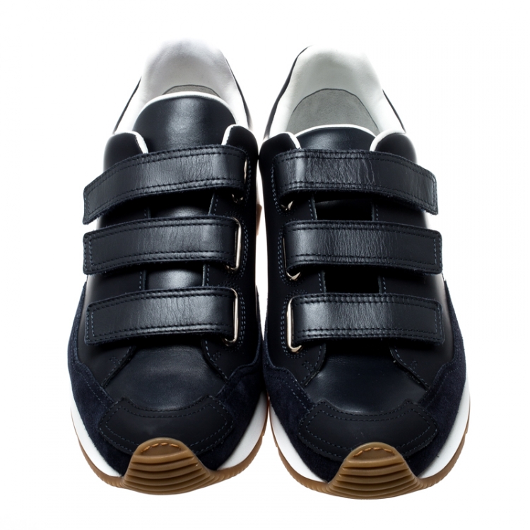 Pre Owned Dior Navy Blue Leather Velcro Platform Sneakers Size 42.5