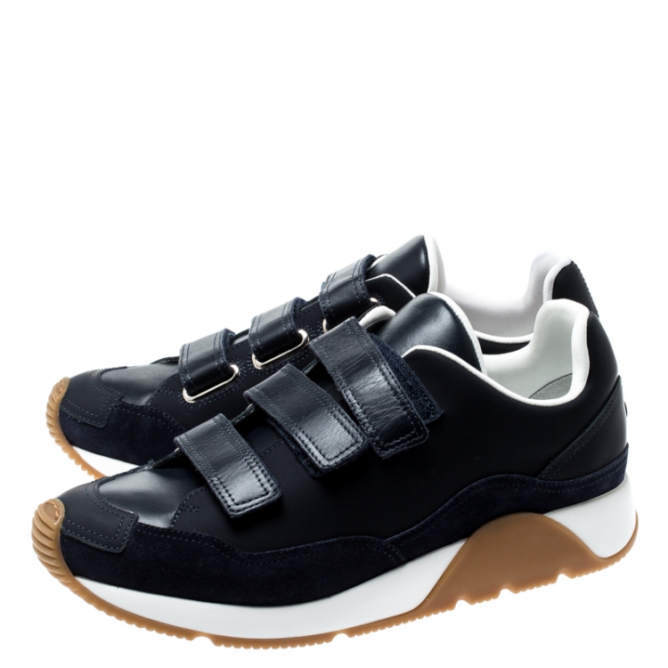 Pre Owned Dior Navy Blue Leather Velcro Platform Sneakers Size 42.5