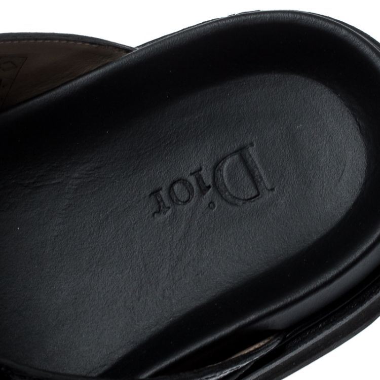 Pre Owned Dior Homme Black Snakeskin Flat Slides Size 42.5