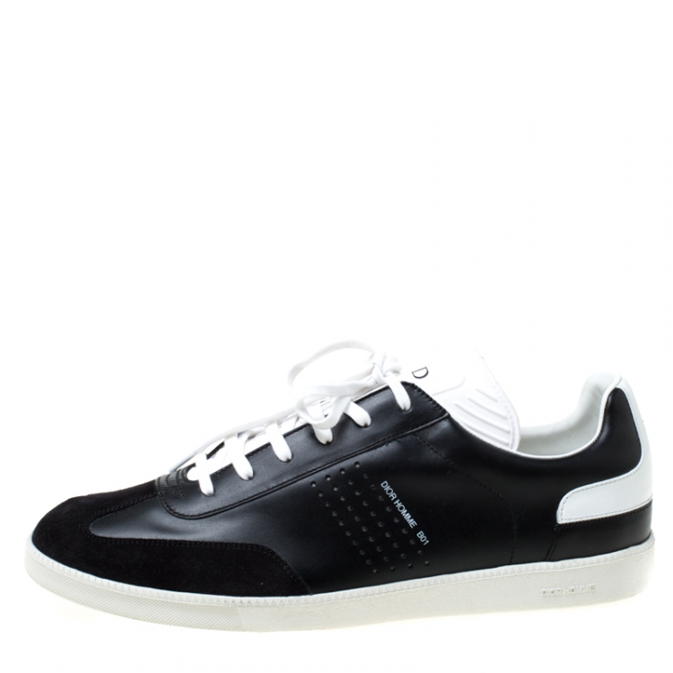 Pre Owned Dior Homme Monochrome Leather And Suede Sneakers Size 44