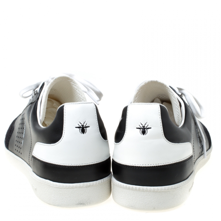 Pre Owned Dior Homme Monochrome Leather And Suede Sneakers Size 44