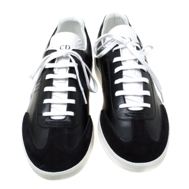 Pre Owned Dior Homme Monochrome Leather And Suede Sneakers Size 44