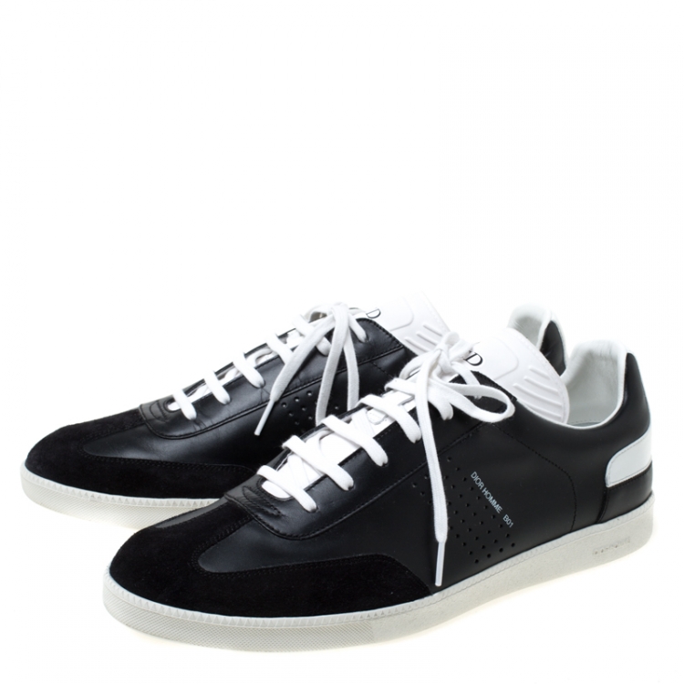 Pre Owned Dior Homme Monochrome Leather And Suede Sneakers Size 44