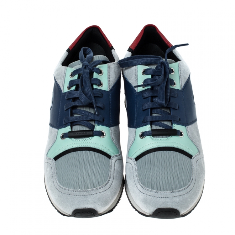 Pre Owned Dior Homme Multicolor Suede and Leather B02 Lace Low Top Sneakers Size 43